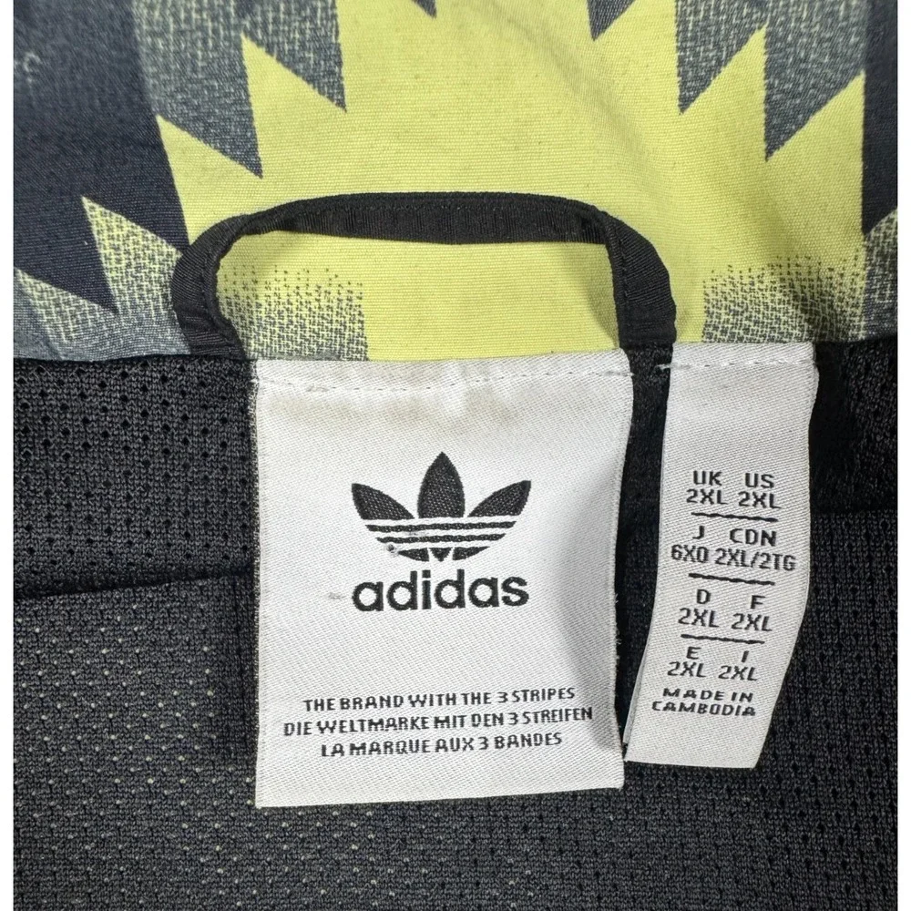 Adidas Football Track Jacket Mens 2XL Retro Soccer Windbreaker Aztec Neon FM3417